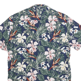 SMOG Mens Blue Floral Print Short Sleeve Shirt S Summer Casual Cotton Blend