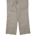 Womens Beige Pinstripe Regular Fit Straight Leg Trousers W28 L25 Cotton Blend
