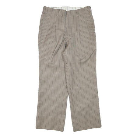 Womens Beige Pinstripe Regular Fit Straight Leg Trousers W28 L25 Cotton Blend