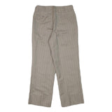 Womens Beige Pinstripe Regular Fit Straight Leg Trousers W28 L25 Cotton Blend