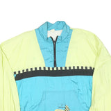 Mens Yellow & Blue Patchwork Zip Jacket XL Polyester Blend Colourblock Retro