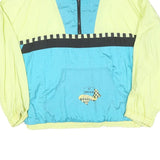 Mens Yellow & Blue Patchwork Zip Jacket XL Polyester Blend Colourblock Retro