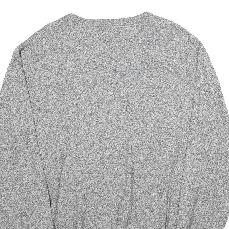 TOMMY HILFIGER Mens Grey Plain Cotton Jumper V-Neck Basic Knit 2XL Casual