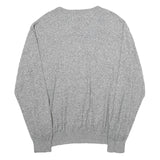 TOMMY HILFIGER Mens Grey Plain Cotton Jumper V-Neck Basic Knit 2XL Casual
