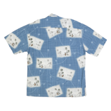 MODA CAMPIA MODA Mens Blue White Hawaiian Shirt L Rayon Tropical Print Summer