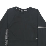 NIKE Womens Black Cropped Sweatshirt Crew Neck M Nike Pro Logo