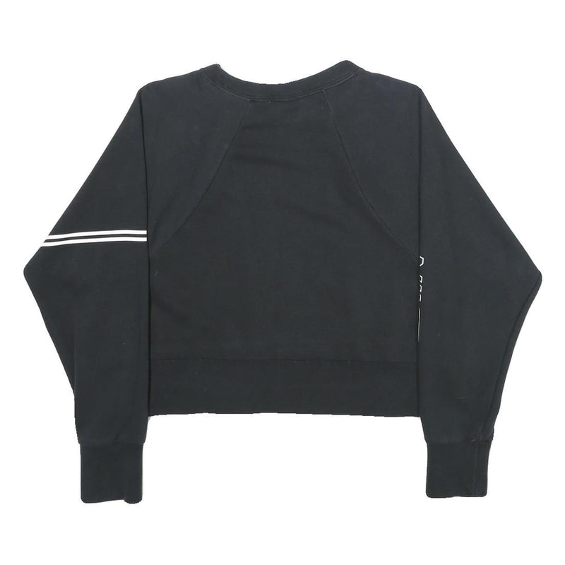 NIKE Womens Black Cropped Sweatshirt Crew Neck M Nike Pro Logo