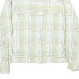 ZARA Womens Green & White Button Jacket M Cotton Blend Check Pattern Stylish