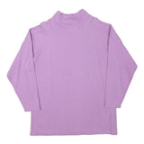 Womens Lilac Sweatshirt L Cartoon Bunny Graphic Roll Neck Cotton Blend Pullover