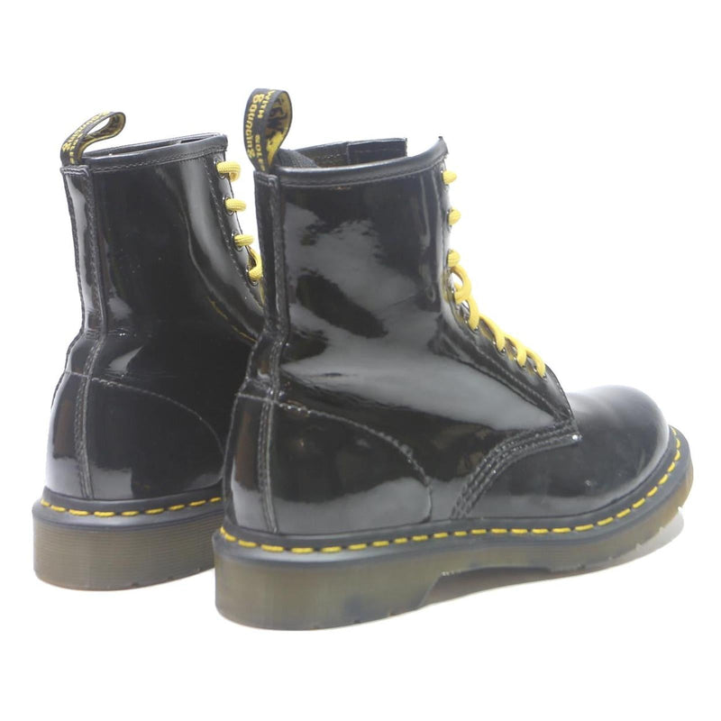 DR MARTENS 1460 Womens Black Leather Ankle Boots UK 5 Yellow Stitching Lace-Up