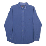 CHAPS Mens Blue Check Shirt M Button Down Cotton Blend Casual Everyday