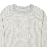 GUESS Womens Grey & Cream Cable Knit Pullover Jumper L Soft Comfortable