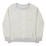 GUESS Womens Grey & Cream Cable Knit Pullover Jumper L Soft Comfortable