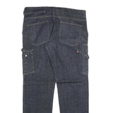 Mens Regular Fit Blue Denim Jeans W36 L33 Zip Closure Cargo Pockets Cotton Blend