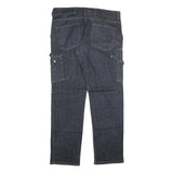 Mens Regular Fit Blue Denim Jeans W36 L33 Zip Closure Cargo Pockets Cotton Blend