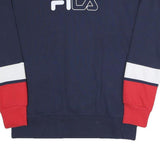 FILA Womens Navy Blue & Red Cotton Blend Crew Neck S Sweatshirt