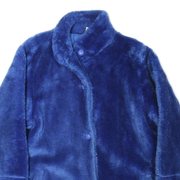 CHARLES VOGELE Womens Blue Button Jacket M Polyester Blend Faux Fur Soft Warm