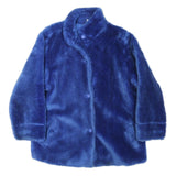 CHARLES VOGELE Womens Blue Button Jacket M Polyester Blend Faux Fur Soft Warm