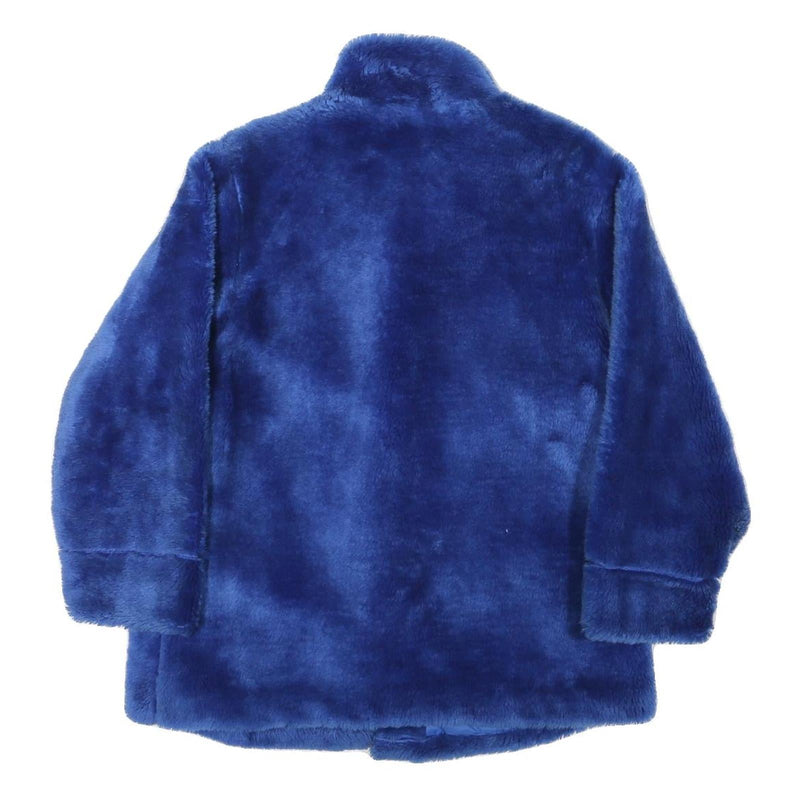 CHARLES VOGELE Womens Blue Button Jacket M Polyester Blend Faux Fur Soft Warm