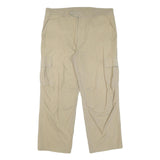 Mens Beige Polyester Blend Regular Fit Cargo Trousers W38 L28 Zip Closure