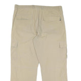 Mens Beige Polyester Blend Regular Fit Cargo Trousers W38 L28 Zip Closure