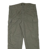 Mens Olive Relaxed Fit Cargo Trousers Cotton Blend W38 L30 Practical Zip Closure