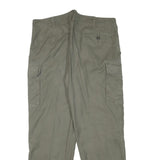 Mens Olive Relaxed Fit Cargo Trousers Cotton Blend W38 L30 Practical Zip Closure