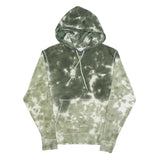 CHAMPION Mens Green Tie Dye Hoodie S Cotton Blend Casual Pullover