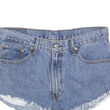 LEVI'S Womens Denim Blue Casual Shorts L W36 Distressed Cut-Off