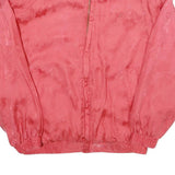 Womens Pink Silk Bomber Jacket XL Woven Plain Lightweight Zip-Up
