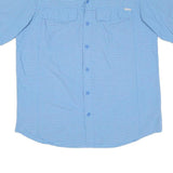 COLUMBIA Mens Blue Check Short Sleeve Shirt M Cotton Blend Casual Outdoor