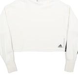 ADIDAS Womens White & Black Cropped Hoodie XS Cotton Blend Casual Streetwear