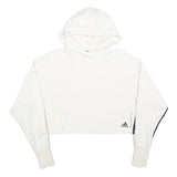 ADIDAS Womens White & Black Cropped Hoodie XS Cotton Blend Casual Streetwear