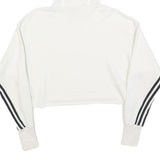 ADIDAS Womens White & Black Cropped Hoodie XS Cotton Blend Casual Streetwear