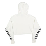 ADIDAS Womens White & Black Cropped Hoodie XS Cotton Blend Casual Streetwear