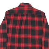 JACHS Mens Red & Black Check Shirt L Cotton Blend Casual Button Front