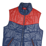 Mens Blue & Red Colour Block Puffer Jacket M Polyester Sleeveless Zip