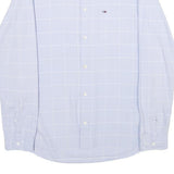 TOMMY JEANS Mens Blue & White Checked Shirt M Cotton Casual Button Down