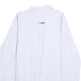 TOMMY JEANS Mens Blue & White Checked Shirt M Cotton Casual Button Down