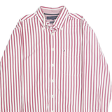 TOMMY HILFIGER Mens Red & White Stripe Shirt S Button Down Cotton Casual