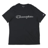 CHAMPION Mens Black Graphic T-Shirt M Short Sleeve Crew Neck Logo Print