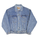 LEVI'S Mens Blue Denim Jacket L Cotton Blend Classic Button Fastening Casual