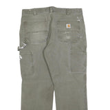 CARHARTT Mens Cotton Blend Green Relaxed Straight Trousers W36 L32 Workwear Zip