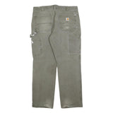 CARHARTT Mens Cotton Blend Green Relaxed Straight Trousers W36 L32 Workwear Zip