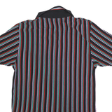 HELVETIA Mens Black Red Blue Striped Short Sleeve Polo Shirt S Cotton Blend