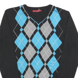 STOCKHOMME Mens Black Blue Grey Patterned V-Neck Basic Knit Jumper S Acrylic