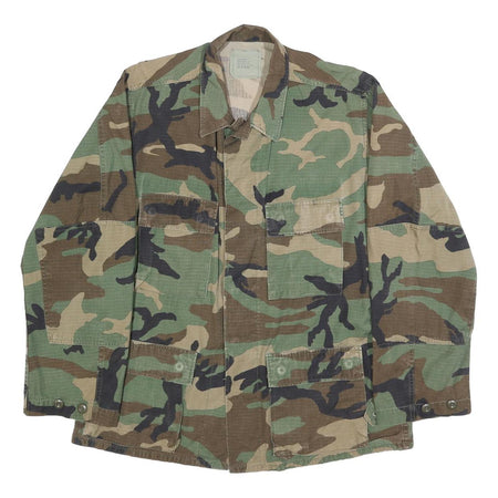 AMERICAN APPAREL Mens Green & Brown Camouflage Button Jacket M Cotton Blend