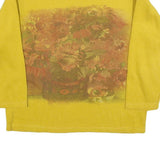 AP Womens Yellow Sweatshirt Crew Neck S Floral Print Cotton Blend Casual
