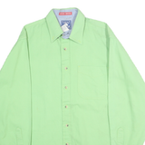 TEXAS COTTON Mens Green Long Sleeve Shirt L Classic Button Collar Cotton