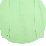 TEXAS COTTON Mens Green Long Sleeve Shirt L Classic Button Collar Cotton
